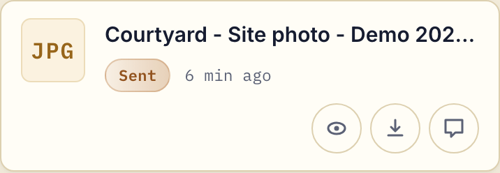 A returned fictional site photo listed in the client portal after upload