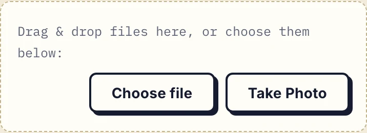 Choose file and Take Photo controls in the client portal on a phone